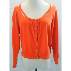 MARGARET O'LEARY Cut Outs Crop Cardigan Sweater